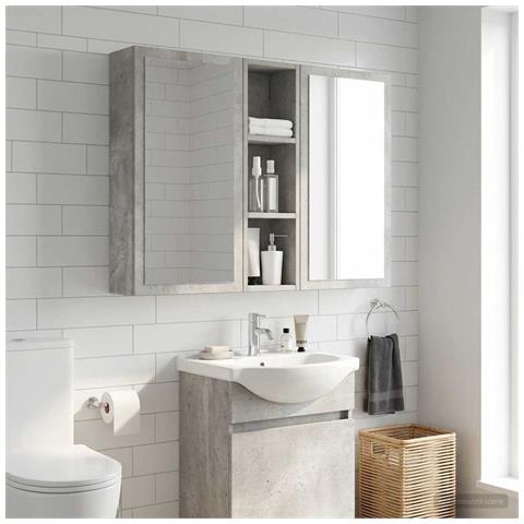 Armadio da bagno a muro Grigio Cemento 20 x 14 x 70 cm - Foto 2