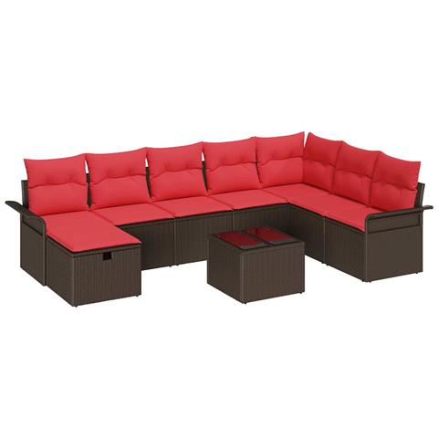 Set Divano da Giardino con cuscino 9 pcs Poly Rattan - Foto 1