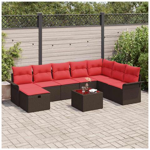 Set Divano da Giardino con cuscino 9 pcs Poly Rattan - Foto 2