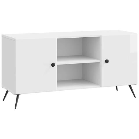 Mobile TV Bianco Lucido 102 x 34,5 x 50 cm Legno ingegnerizzato - Foto 1