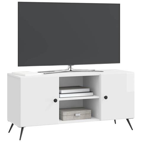 Mobile TV Bianco Lucido 102 x 34,5 x 50 cm Legno ingegnerizzato - Foto 2