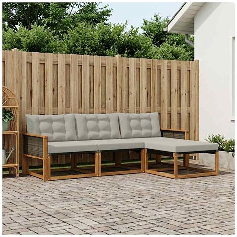 Set di divani da esterno 4 pcs Naturale e Grigio Chiaro - Foto 2