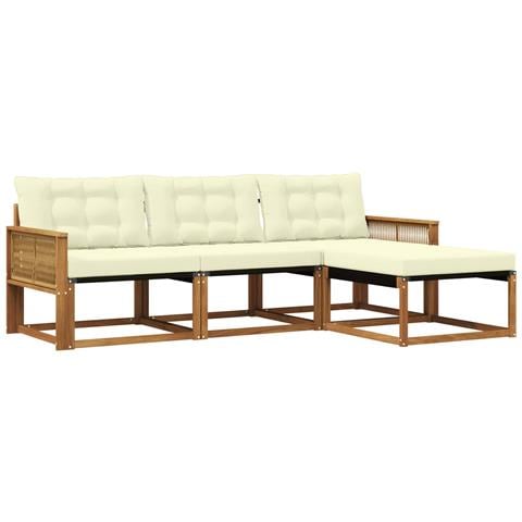 Set di divani da esterno con cuscino 4 pcs Naturale e Crema - Foto 1