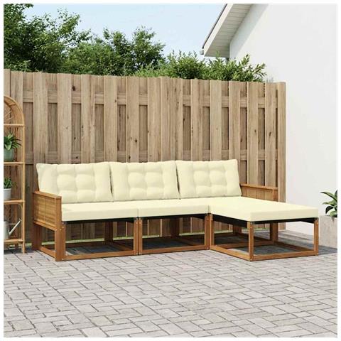 Set di divani da esterno con cuscino 4 pcs Naturale e Crema - Foto 2