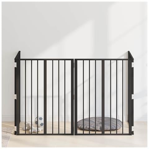 Cancello per cani 4 pcs Nero 60 x 80 cm Acciaio zincato - Foto 2