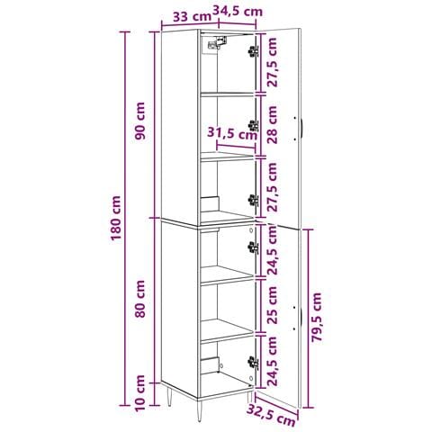 Set di armadi 2 pcs Legno antico 33 x 34,5 x 89,5 cm - Foto 8