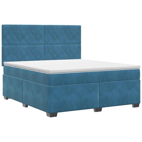 Letto box spring con materasso Blu 140 x 200 cm Velluto - Foto 1