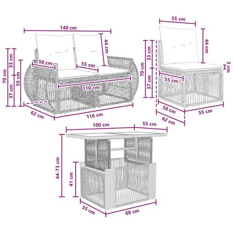 Set Divano da Giardino 6 pz Grigio e Grigio Scuro polyrattan - Foto 10
