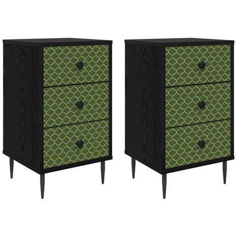 Armadio da Notte GELEEN 2 pz Rovere Nero 36 x 33 x 61 cm - Foto 1