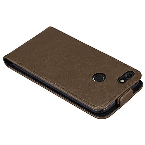 Custodia Compatibile Con Huawei Y6 Pro 2017 In Bruno Caffè - Coperchio Protettivo In Design Flip Con Chiusura Magnetica - Foto 2