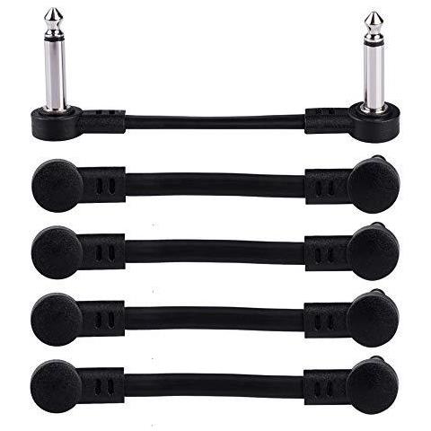 Chitarra Patch Cable 635 Millimetri Angolato Cavo Jumper Strumento Per Effetti Chitarra Basso Pedali 5cm Cavi Pedaliera Jumper (6-pack Nero)  - Foto 1