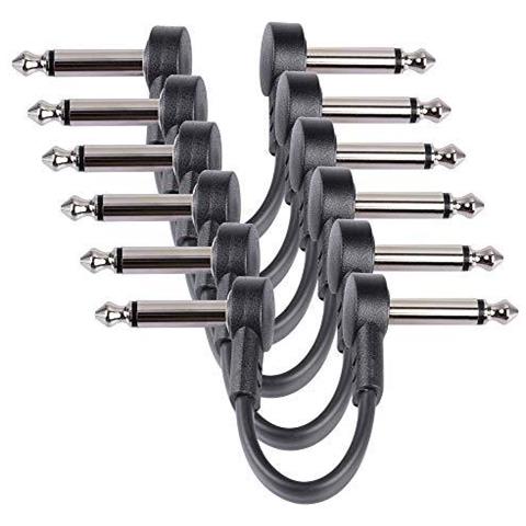 Chitarra Patch Cable 635 Millimetri Angolato Cavo Jumper Strumento Per Effetti Chitarra Basso Pedali 5cm Cavi Pedaliera Jumper (6-pack Nero)  - Foto 4