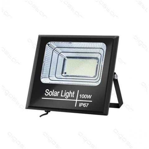 Faretto Led Esterno Con Pannello Solare Luce Bianca Ip67 Ik08 Telecomando - 100w 6500k Luce Fredda 1100lm - Foto 1