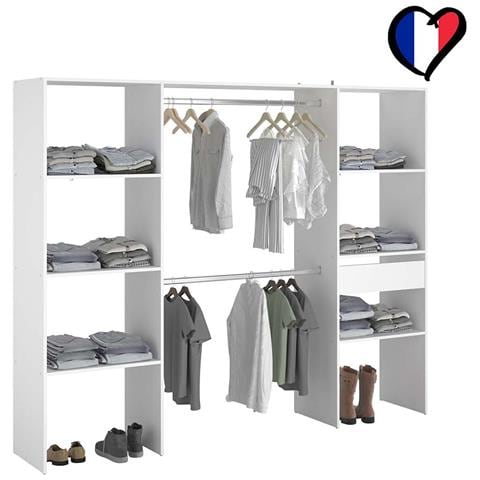 Elysee Armadio A Vista 6 Ripiani, 1 Cassetto, 2 Barre Appendiabiti 220x40x180 - Foto 6