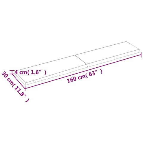 Piano Bagno Marrone 160x30x (2-4) cm Legno Massello Trattato - Foto 8