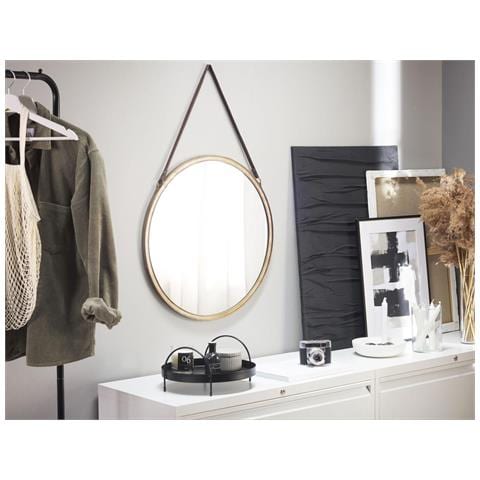 Specchio Da Parete Rotondo Ø 60 Cm Oro Autun - Foto 2