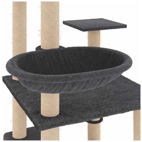 Albero Per Gatti Con Tiragraffi In Sisal Grigio Scuro 141 Cm - Foto 4
