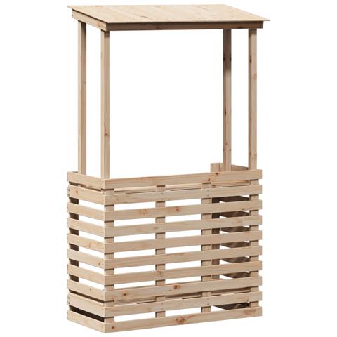 Tavolo Bar Da Esterno Con Tetto 112,5x57x195,5cm Legno Massello - Foto 2