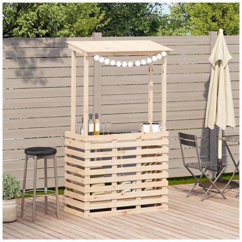 Tavolo Bar Da Esterno Con Tetto 112,5x57x195,5cm Legno Massello - Foto 3