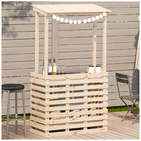 Tavolo Bar Da Esterno Con Tetto 112,5x57x195,5cm Legno Massello - Foto 1