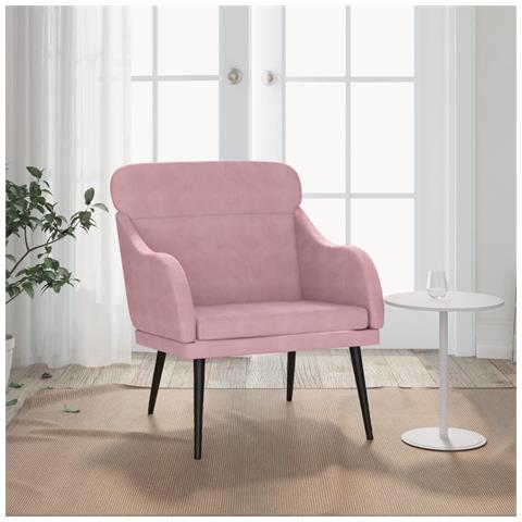 Poltrona Rosa 63x76x80 Cm Velluto - Foto 1