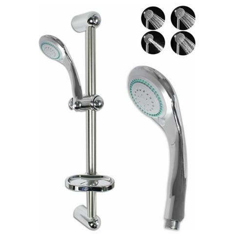 Trade Shop - Saliscendi Doccia Con Soffione Doccetta Multigetto Asta Con Portasapone 69132 - Foto 1