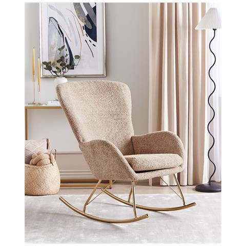 Sedia A Dondolo Bouclé Beige Anaset - Foto 1