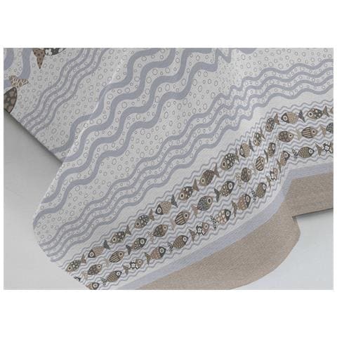 Copriletto Piquet Primavera Estate 100% Cotone Disegno Pesciolini Piazza E Mezza Beige - Foto 5