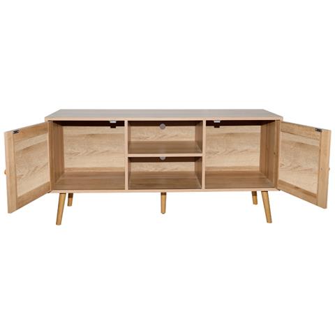 Cange Credenza Con Ante Effetto Canna E 2 Nicchie 120 Cm - Foto 5