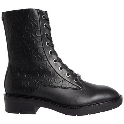 Rubber Sole Combat Boot Stivaletti Pelle Scarpe Donna Nero Eu 36, Hw0hw01292 Bax - Foto 1