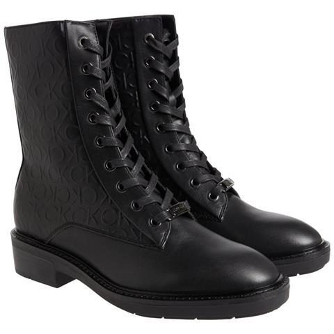 Rubber Sole Combat Boot Stivaletti Pelle Scarpe Donna Nero Eu 36, Hw0hw01292 Bax - Foto 2