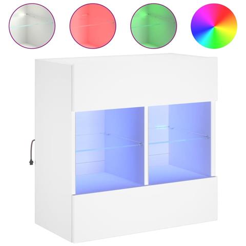 Mobile TV a Parete con Luci LED Bianco 58,5x30x60,5 cm - Foto 1