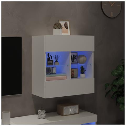 Mobile TV a Parete con Luci LED Bianco 58,5x30x60,5 cm - Foto 10