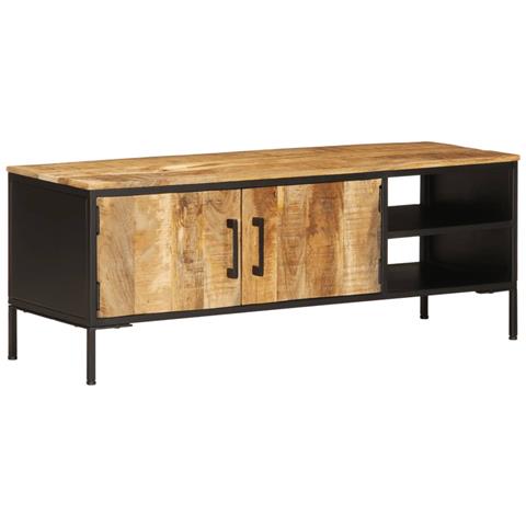 Mobile Porta Tv 110x35x40 Cm In Legno Massello Di Mango Grezzo - Foto 2