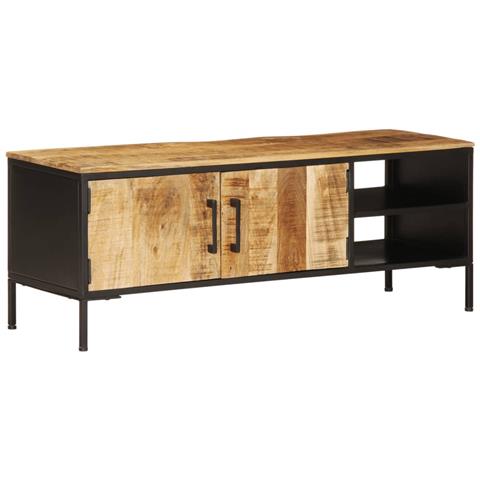 Mobile Porta Tv 110x35x40 Cm In Legno Massello Di Mango Grezzo - Foto 3