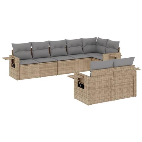 Set Divano Da Giardino 8 Pz Con Cuscini Beige In Polyrattan - Foto 2