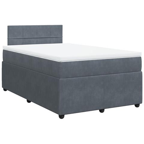 Giroletto A Molle Con Materasso Grigio Scuro 120x190 Cm Velluto - Foto 2