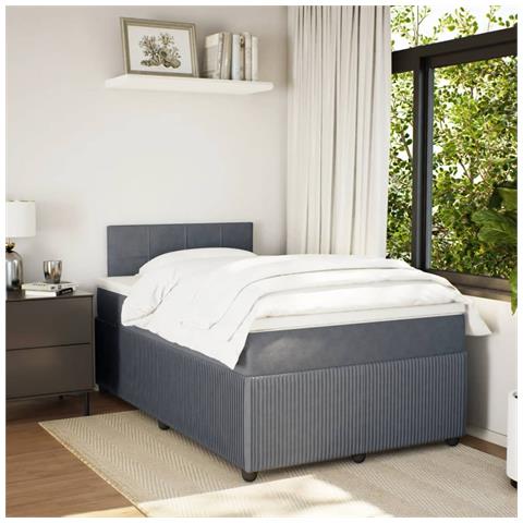 Giroletto A Molle Con Materasso Grigio Scuro 120x190 Cm Velluto - Foto 3