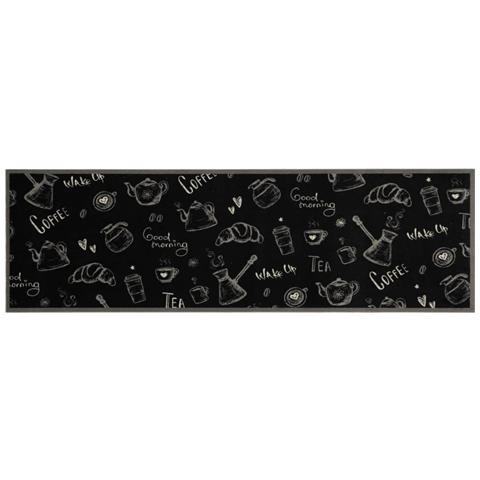 Lusso Casadino -  Tappeto Da Cucina Lavabile Nero Mattutino 45x150 Cm In Velluto - Foto 1