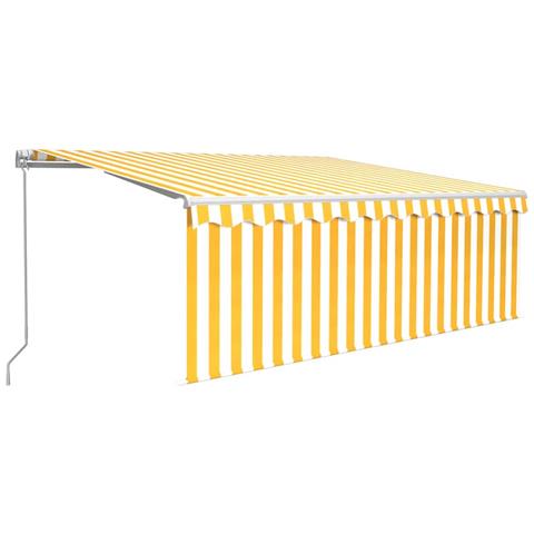 Tenda Sole Retrattile Manuale Parasole E Led 4x3m Gialla Bianca - Foto 1