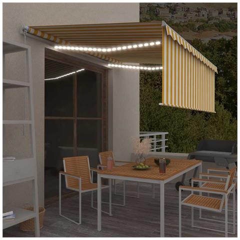Tenda Sole Retrattile Manuale Parasole E Led 4x3m Gialla Bianca - Foto 7