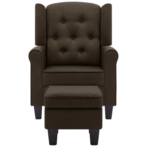 Poltrona Con Poggiapiedi Marrone In Tessuto - Foto 2