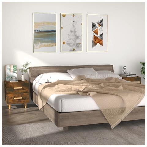 Lusso Casadino -  Comodini 2 Pz In Rovere Fumo 40x35x47,5 Cm - Foto 7