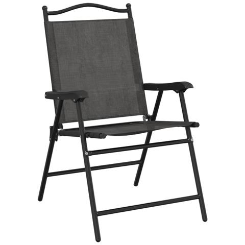 Sedie Giardino Pieghevoli 8 Pz Acciaio Grigio Mélange Textilene - Foto 2