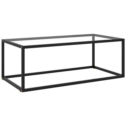 Tavolino Da Salotto Nero Con Vetro Temperato 100x50x35 Cm - Foto 2