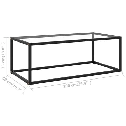Tavolino Da Salotto Nero Con Vetro Temperato 100x50x35 Cm - Foto 6