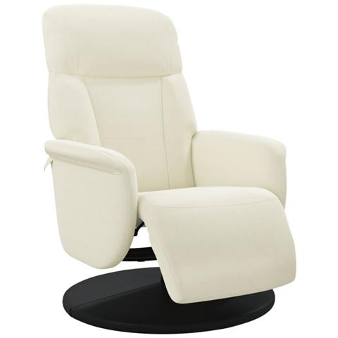 Poltrona Reclinabile con Poggiapiedi Crema in Velluto - Foto 1