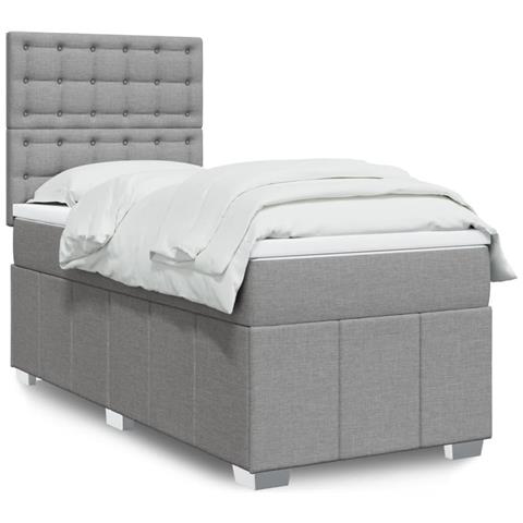 Giroletto a Molle con Materasso Grigio Chiaro 80x200 cm Tessuto - Foto 2