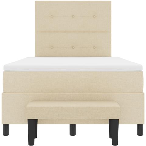 Letto box spring con materasso e panchina crema 120x200 cm tessuto - Foto 9