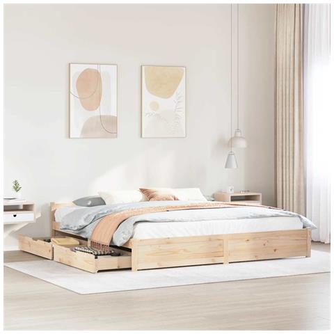 Letto senza Materasso 160x200 cm in Legno Massello di Pino - Foto 2